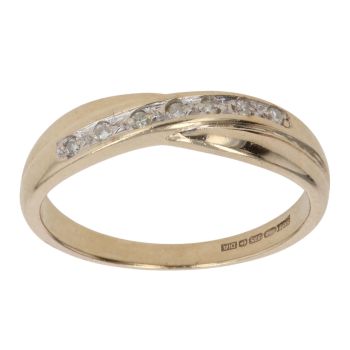 9ct Yellow Gold 0.05ct Brilliant Cut Diamond Crossover Ring
