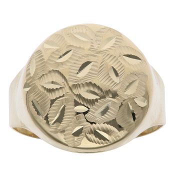 14ct Yellow Gold Circular Leaf Patterned Fancy Ring
