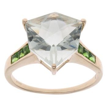 9ct Yellow Gold Prasiolite And Diopside Dress Ring