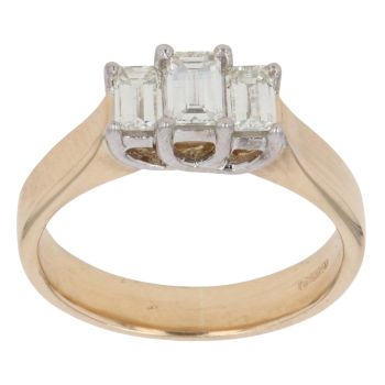 18ct Yellow Gold 0.75ct Millennium Cut Diamond Trilogy Ring