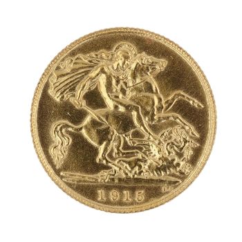 1915 George V Large Head UK Half Sovereign Coin