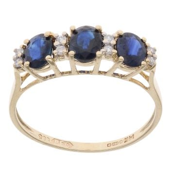 14ct Yellow Gold 0.10ct Diamond and Sapphire Fancy Ring