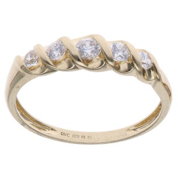14ct Yellow Gold Cubic Zirconia Five Stone Ring