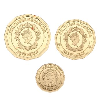 2017 The Twelve-Sided Tristan Da Cunha Sovereign Series Coin Set of 3 Boxed with Proof