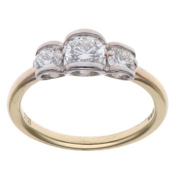 18ct Yellow Gold 1.00ct Brilliant Cut Diamond Trilogy Ring