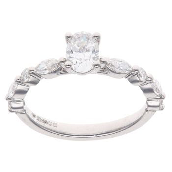 18ct White Gold 0.65ct Oval, Marquise and Brilliant Cut Lab Grown Diamond Solitaire Ring