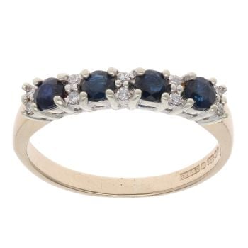 9ct Yellow Gold 0.10ct Diamond and Sapphire Fancy Ring