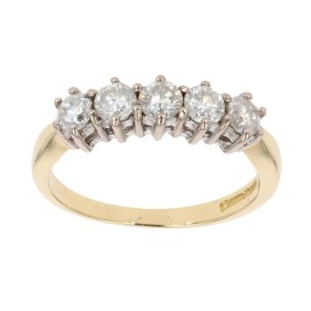 18ct Yellow Gold 0.50ct Brilliant Cut Diamond Five Stone Ring