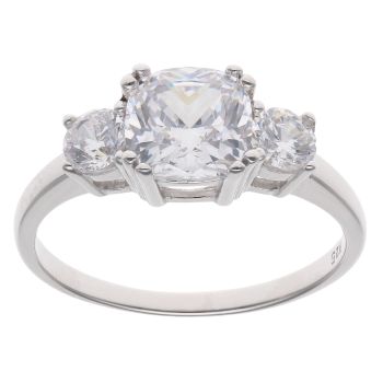 Silver Cubic Zirconia Three Stone Ring By Icesia