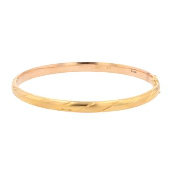 14ct Yellow Gold Fancy Patterned Hinged Bangle