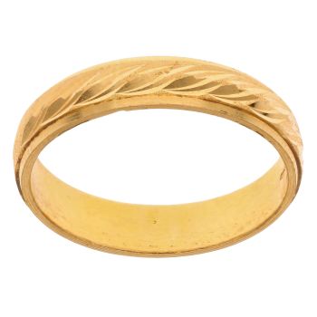 22ct Yellow Gold Patterned 3.7mm Wedding Band