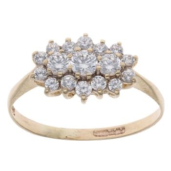 9ct Yellow Gold Cubic Zirconia Cluster Ring