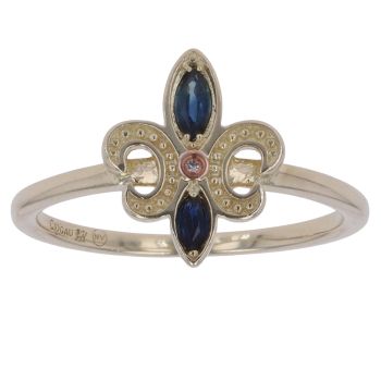 9ct Yellow and Rose Gold 0.01ct Diamond and Bohemia Blue Sapphire Clogau Ring
