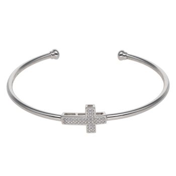 Silver Cubic Zirconia Cross Bangle