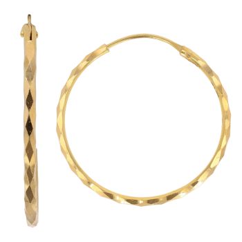 22ct Yellow Gold Faceted Hoop Earrings