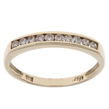9ct Yellow Gold 0.25ct Brilliant Cut Diamond Half Eternity Ring