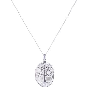 Silver Tree Of Life Locket Pendant and Chain 18"