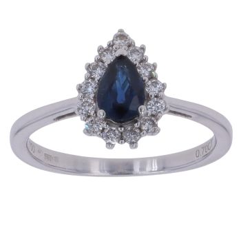 18ct White Gold 0.15ct Diamond and Sapphire Cluster Ring