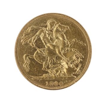 1890 Victoria Jubilee Head UK Full Sovereign Coin