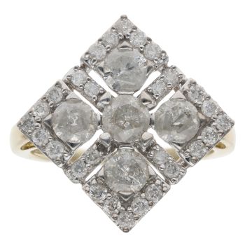 9ct Yellow Gold 1.80ct Brilliant Cut Diamond Cluster Ring