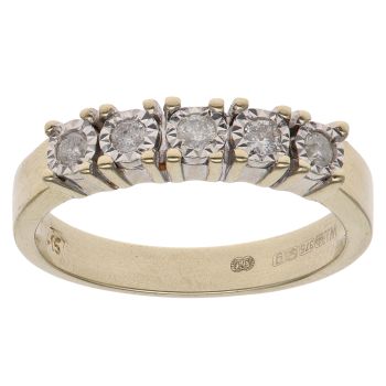 9ct Yellow Gold 0.15ct Diamond Five Stone Ring