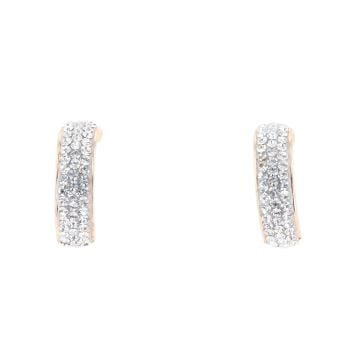 9ct Yellow Gold Crystal Half Hoop Earrings