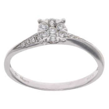 18ct White Gold 0.31ct Brilliant Cut Diamond Cluster Ring