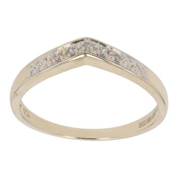 9ct Yellow Gold 0.05ct Brilliant Cut Diamond Wishbone Ring