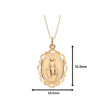 18ct Gold on Sterling Silver Madonna Filigree Pendant Necklace