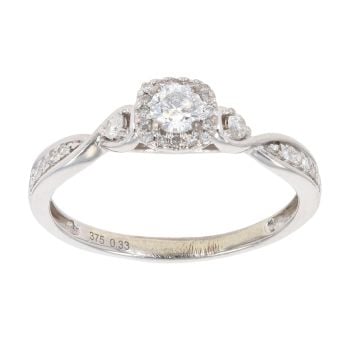 9ct White Gold 0.33ct Diamond Cluster Ring