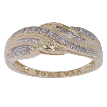 14ct Yellow Gold 0.25ct Brilliant and Baguette Cut Diamond Fancy Ring