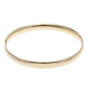 9ct Yellow Gold Square Cut Hinged Bangle