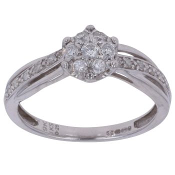 9ct White Gold 0.25ct Brilliant Cut Diamond Cluster Ring
