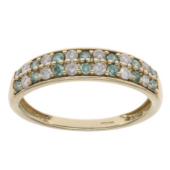 9ct Yellow Gold 0.50ct Brilliant Cut Green And Colourless Diamond Ring