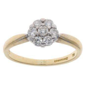 18ct Yellow Gold 0.33ct Brilliant Cut Diamond Cluster Ring