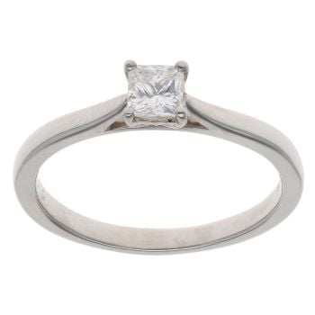 Platinum 0.45ct Princess Cut Diamond Solitaire Ring