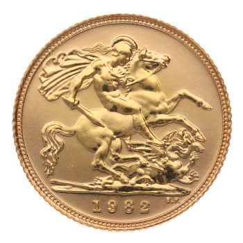 1982 Elizabeth II Decimal Portrait UK Half Sovereign Coin
