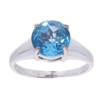 9ct White Gold Blue Topaz Ring