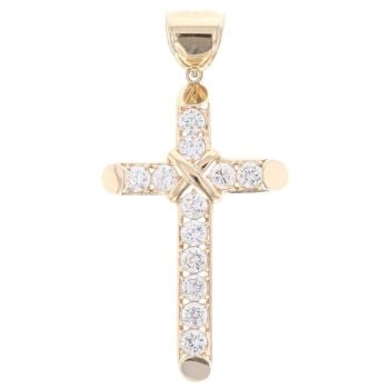 9ct Yellow Gold Cubic Zirconia Cross Pendant