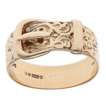 9ct Yellow Gold Patterned Buckle Ring