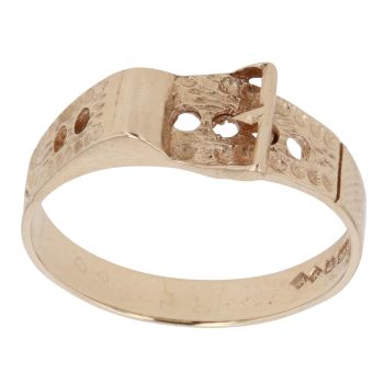 9ct Yellow Gold Patterned Buckle Ring
