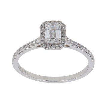 18ct White Gold 1.25ct Brilliant and Emerald Cut Lab Grown Diamond Solitaire Ring
