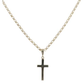 9ct Yellow Gold Cross Pendant and Belcher Chain 22"