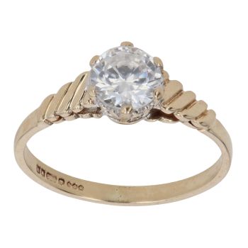 9ct Yellow Gold Cubic Zirconia Single Stone Ring
