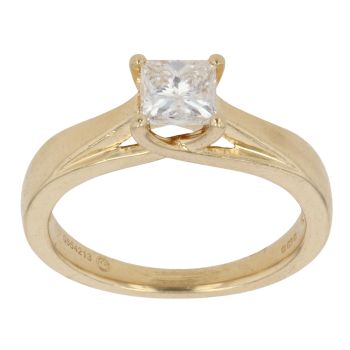 18ct Yellow Gold 0.50ct Princess Cut Diamond Solitaire Ring