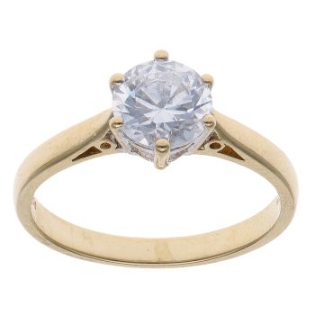 18ct Yellow Gold Cubic Zirconia Single Stone Ring