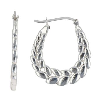Silver Flat Wheat Hoop Earrings By Icesia