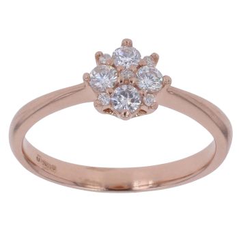 18ct Rose Gold 0.30ct Brilliant Cut Diamond Cluster Ring