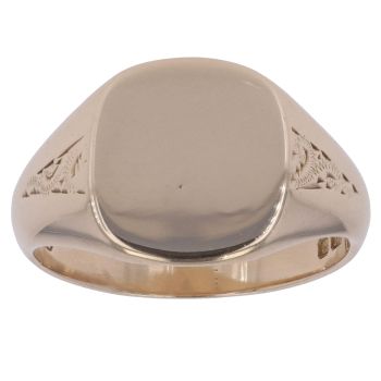 9ct Yellow Gold Patterned Signet Ring