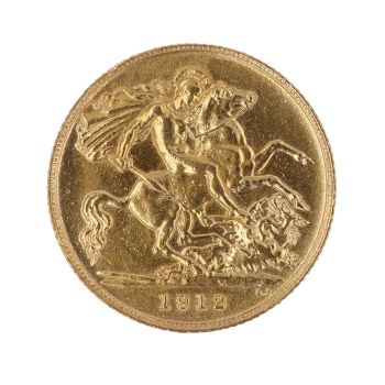 1912 George V Large Head UK Half Sovereign Coin
